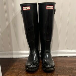 Hunter Black Tall Rain Boots